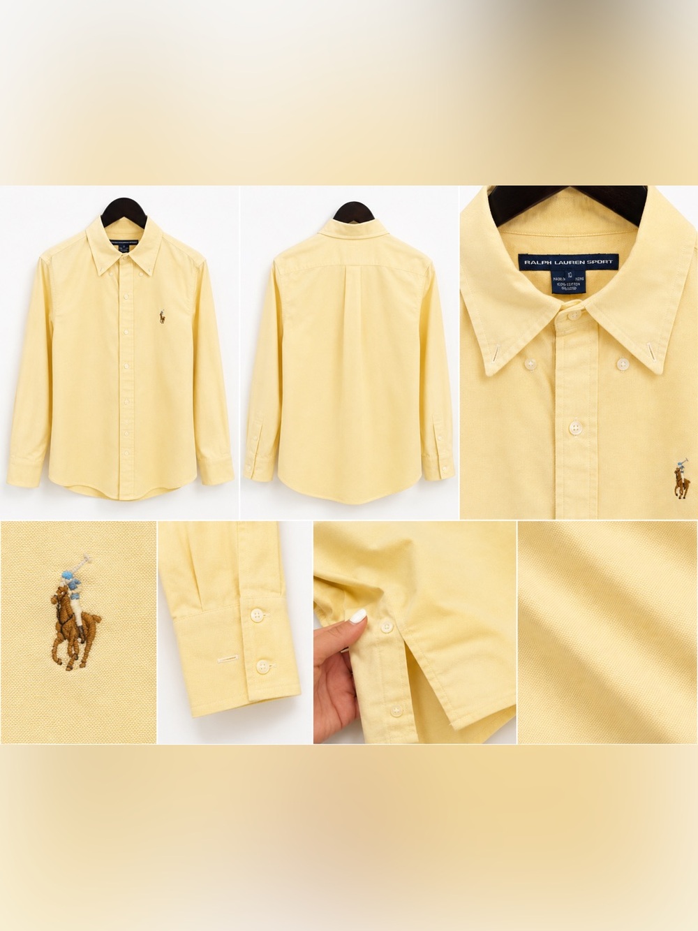 Ralph Lauren Sport Yellow Oxford Button Down Shirt Size 10 Cotton Pony Logo